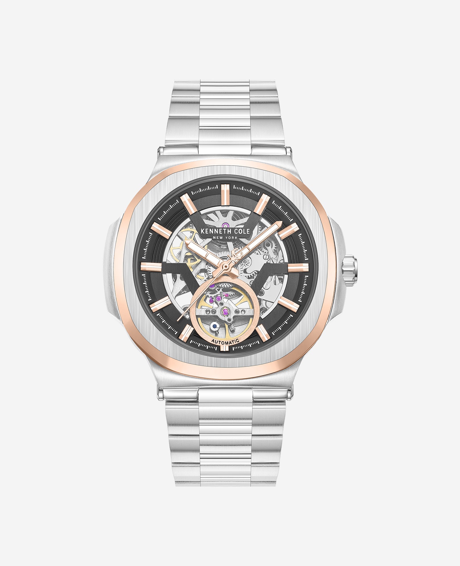 Kenneth Cole Reaction Watches Skeleton Automatic Bracelet Watch orologio automatico argento