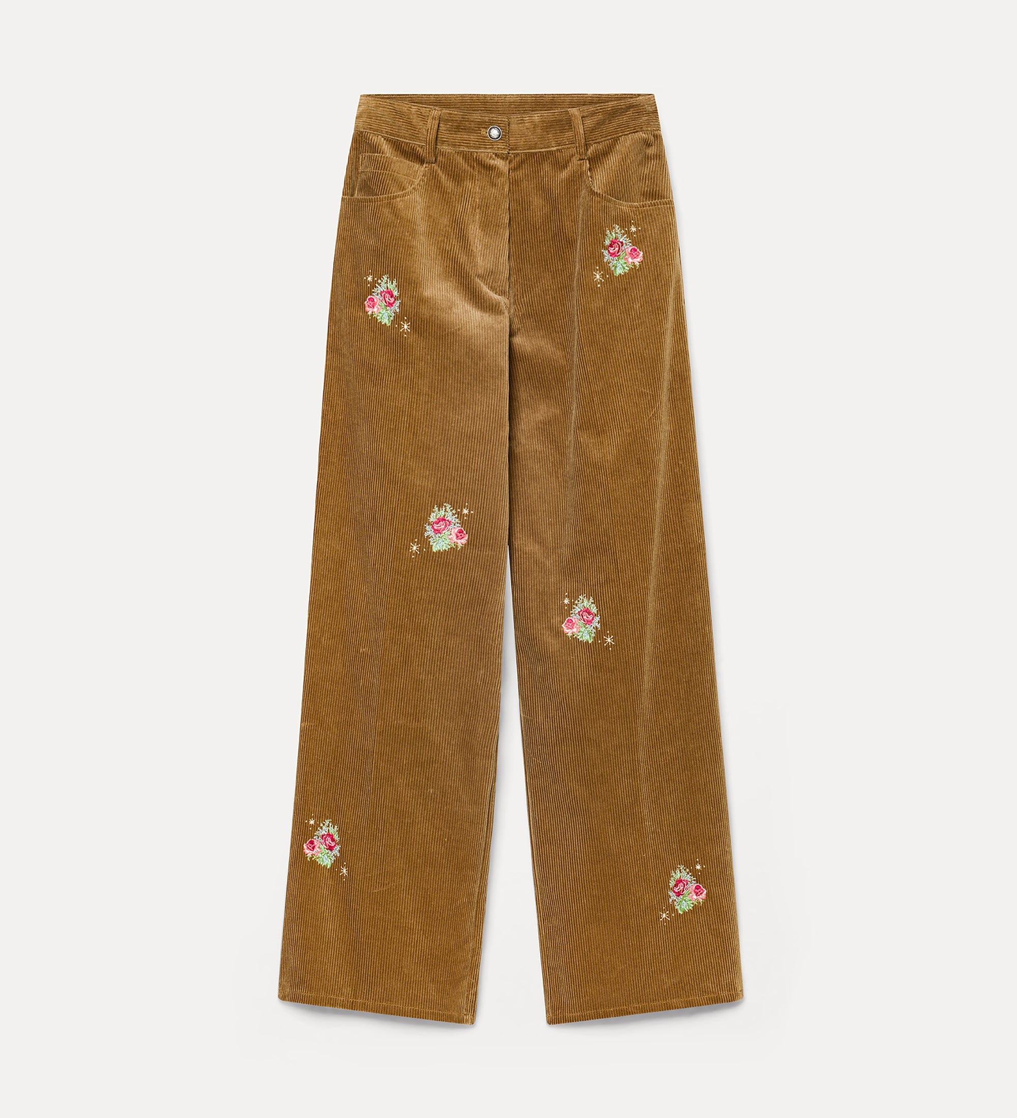 Forte pantaloni pantaloni a coste Bouquet camel, cotone