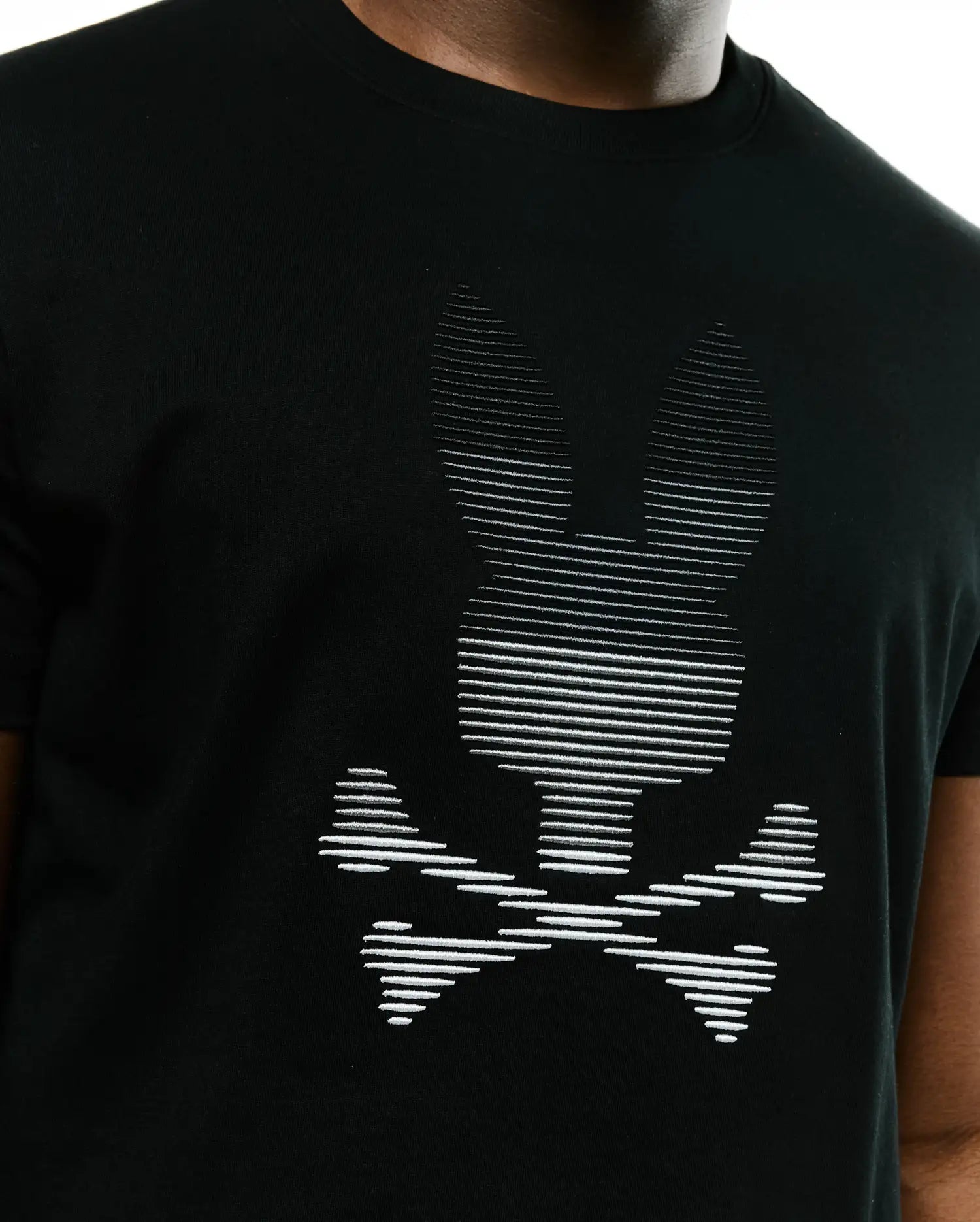 Psycho Bunny Men's Tees MEN'S SLADE BUNNY GRAPHIC TEE MT0200452 T-shirt nera in cotone Pima