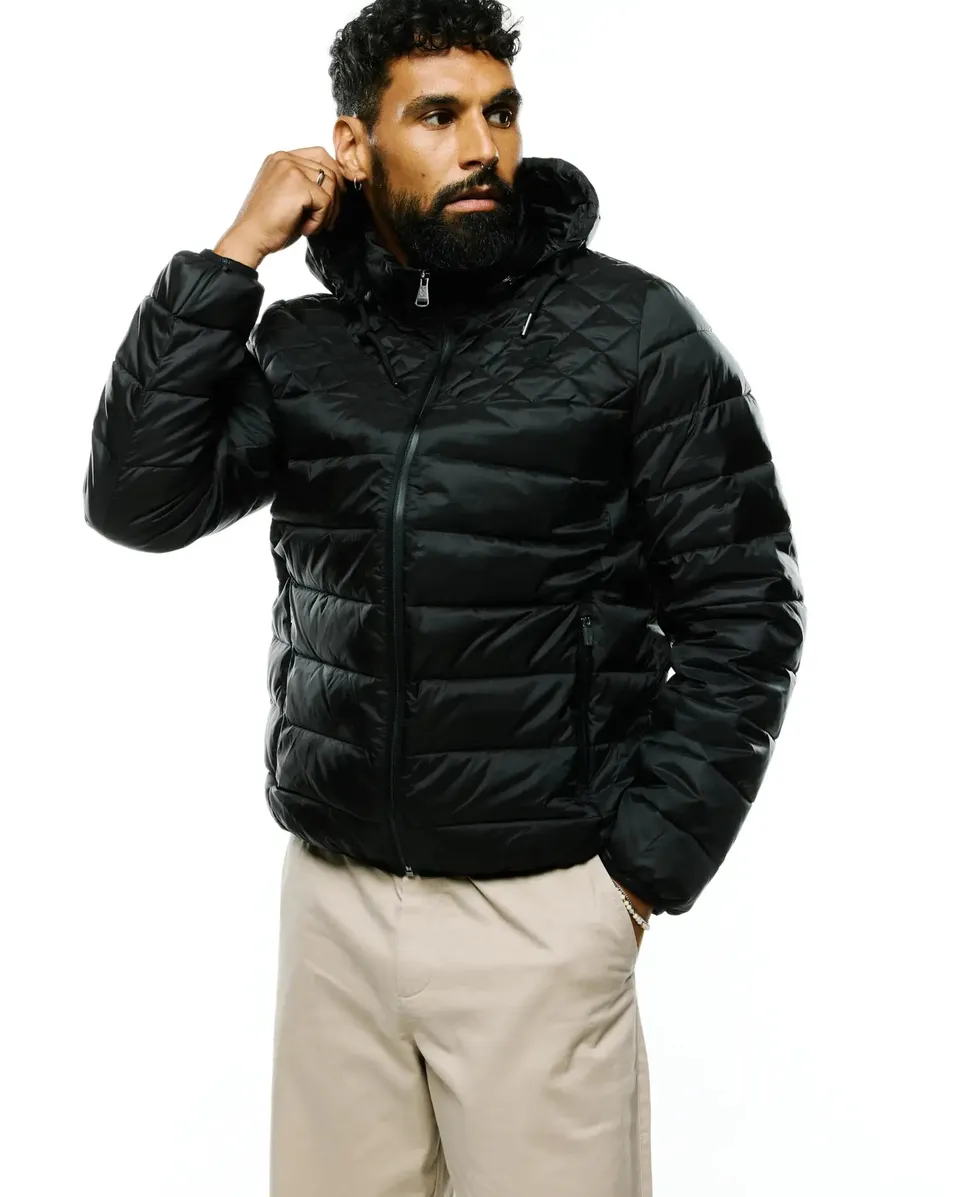 Psycho Bunny Jackets Emerik Hooded Puffer Jacket giacca nera