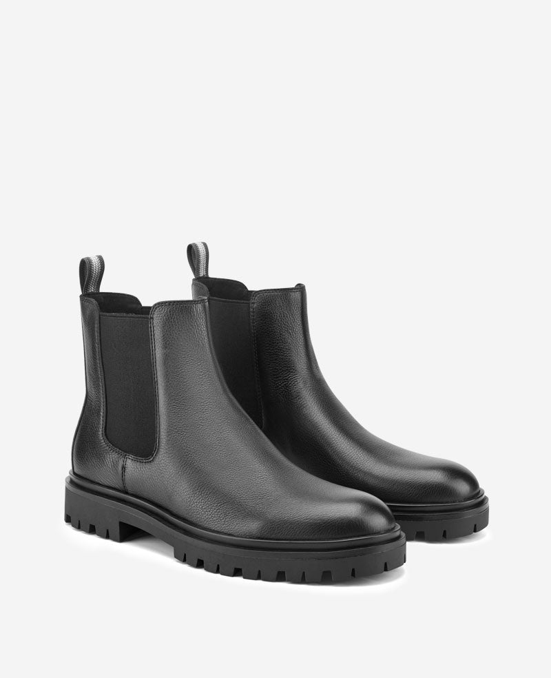Kenneth Cole Reaction Baylin Lug Sole Chelsea Boot stivaletti neri 7M in pelle