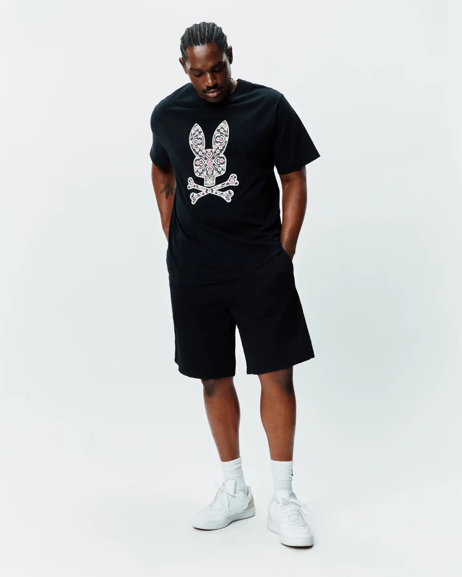 Psycho Bunny Big & Tall LUKE BT0200046 t-shirt nera taglie forti in cotone Pima