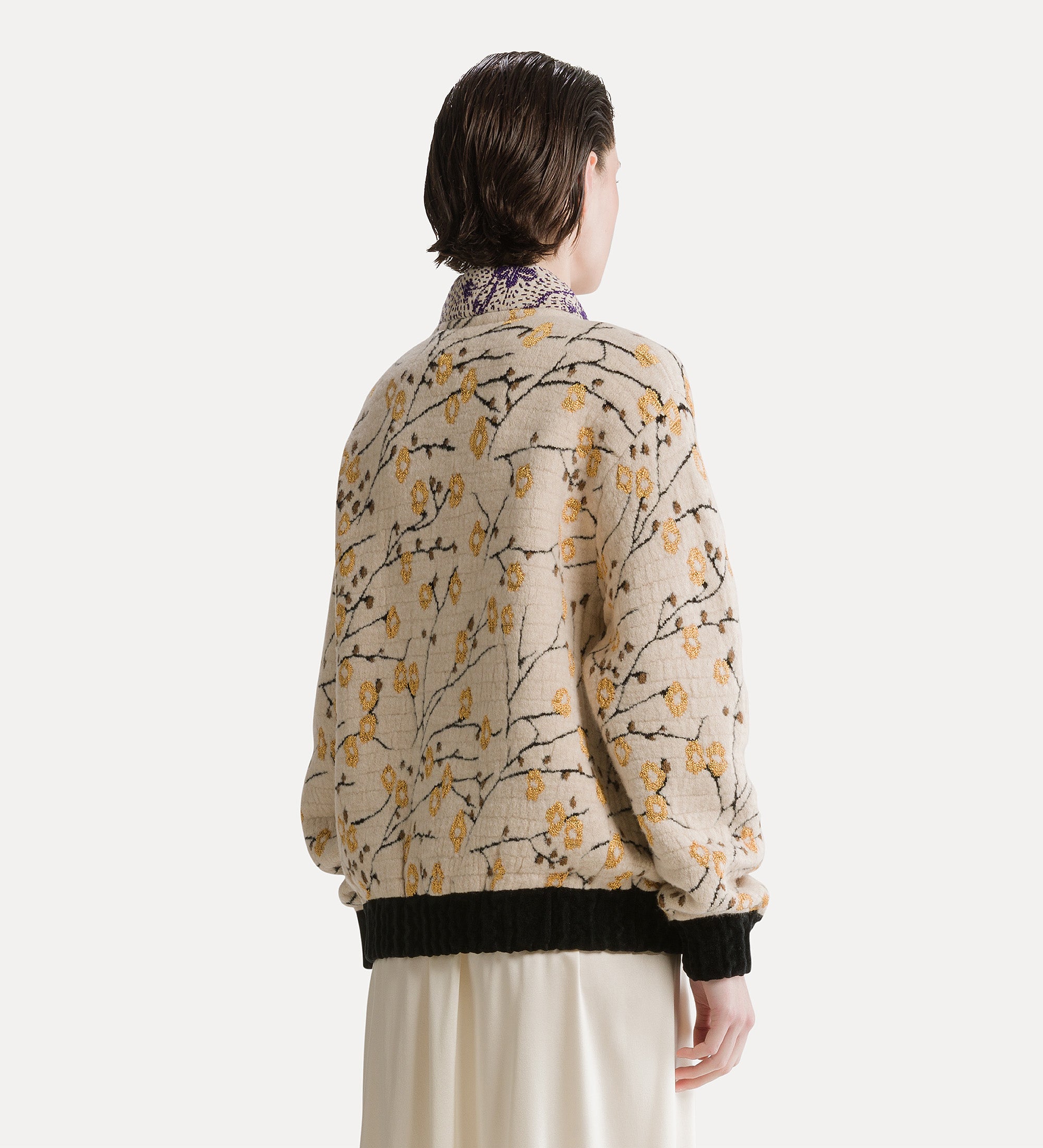 Forte giacche Cherry Blossom giacca bomber mandorla jacquard