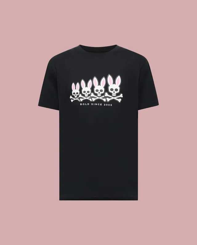 Psycho Bunny Men's Tees Archive Gradient Bunny Graphic Tee t-shirt nera cotone Pima