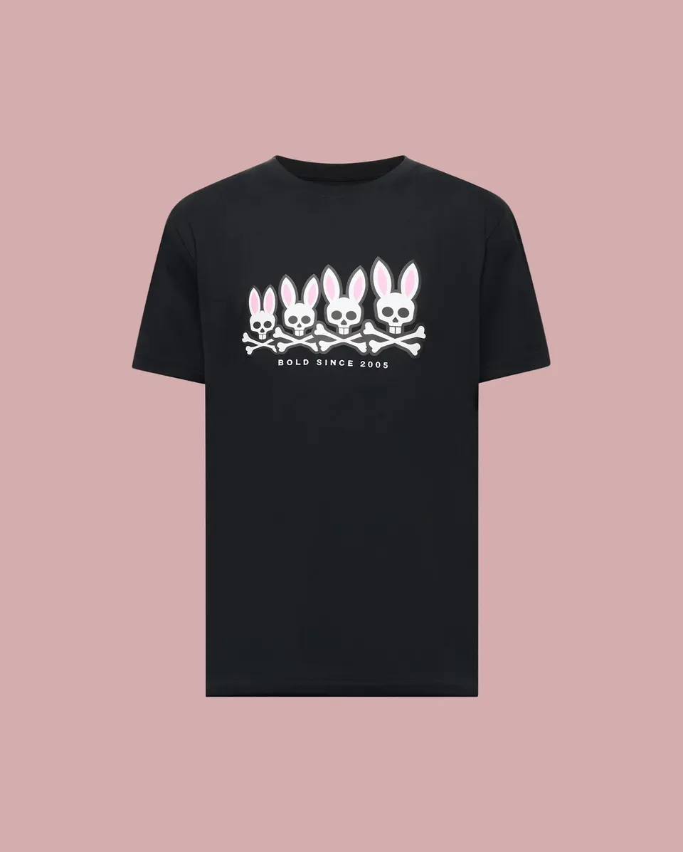 Psycho Bunny Men's Tees Archive Gradient Bunny Graphic Tee t-shirt nera cotone Pima