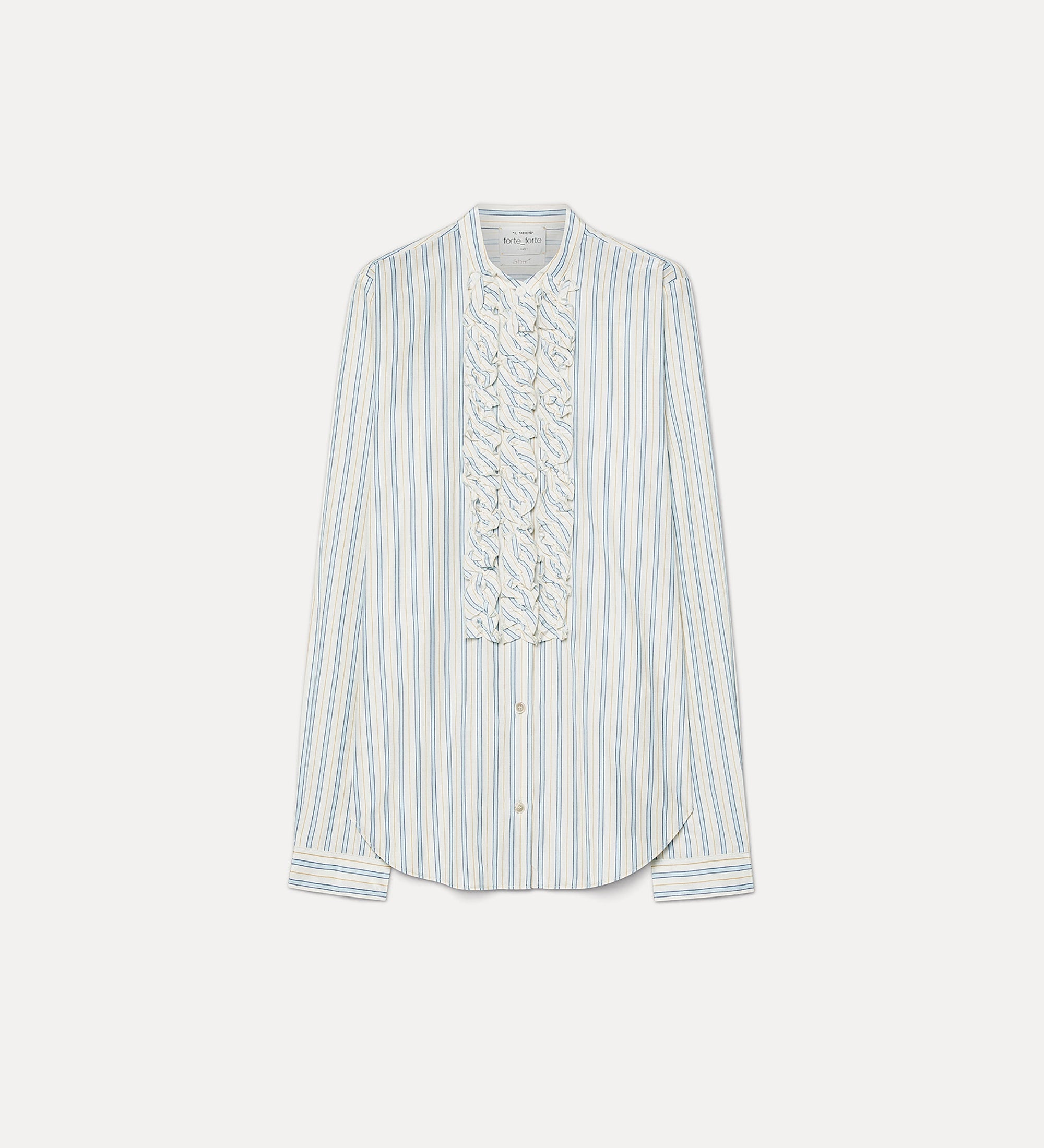 Forte camicie ruched striped shirt celestial camicia azzurra cotone