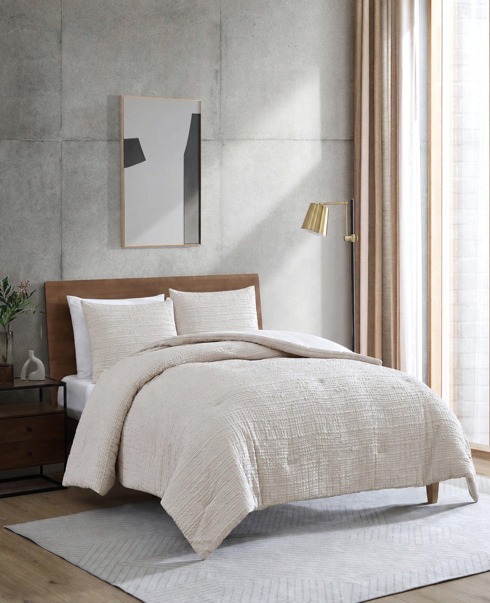 Kenneth Cole Reaction Home & Bedding Serenity Wavy Lines Beige Comforter Set set trapunta beige