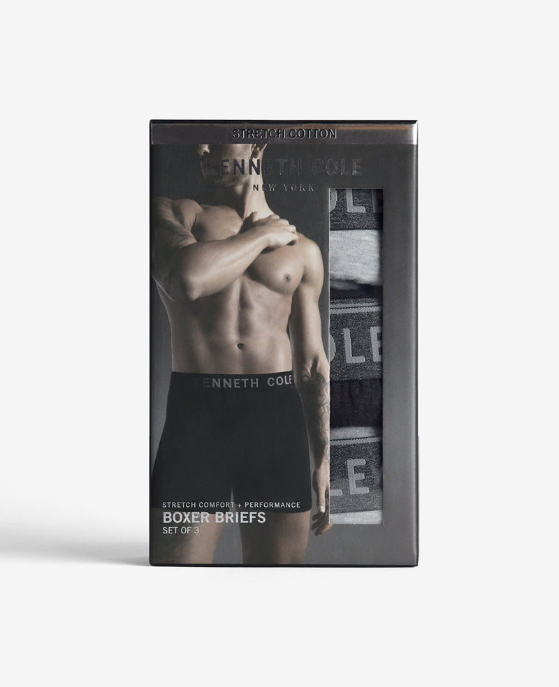 Kenneth Cole Reaction Clothing Stretch Boxer Briefs boxer uomo 3 pezzi nero e grigio