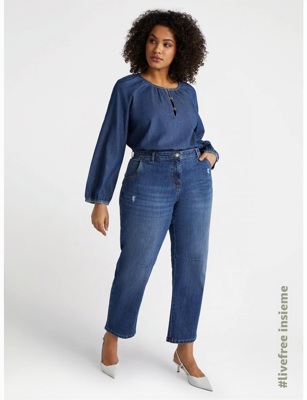 Fiorella Rubino Jeans Moon Fit jeans con micro strappi curvy