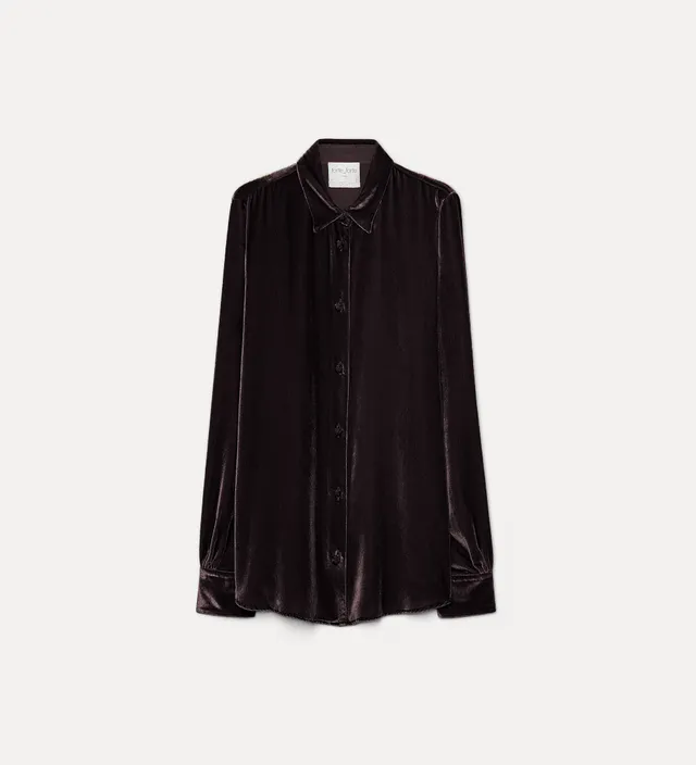 Forte camicie Silk and viscose velvet shirt camicia marrone