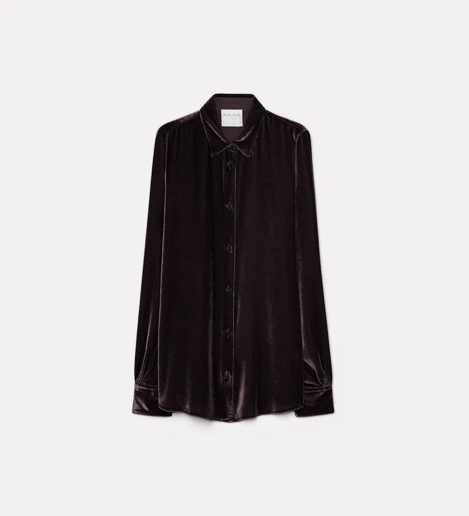 Forte camicie Silk and viscose velvet shirt camicia marrone