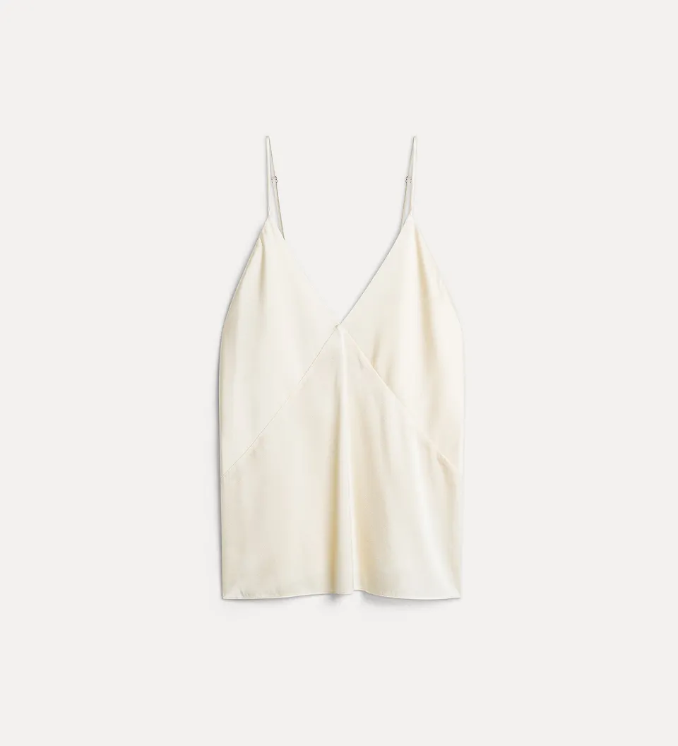 Forte top heavy silk satin top top avorio in seta