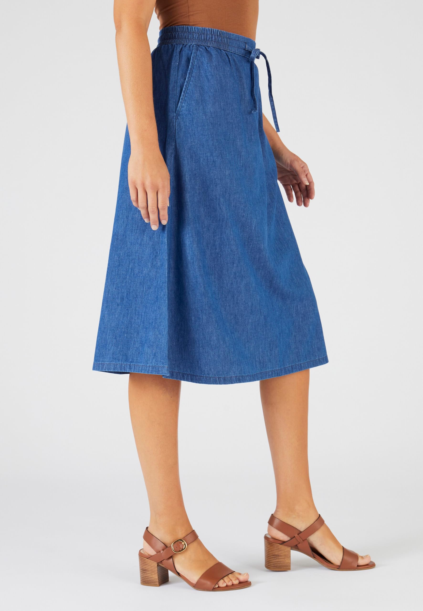 Damart Prêt-à-porter gonna chambray Blu Denim Medio 54