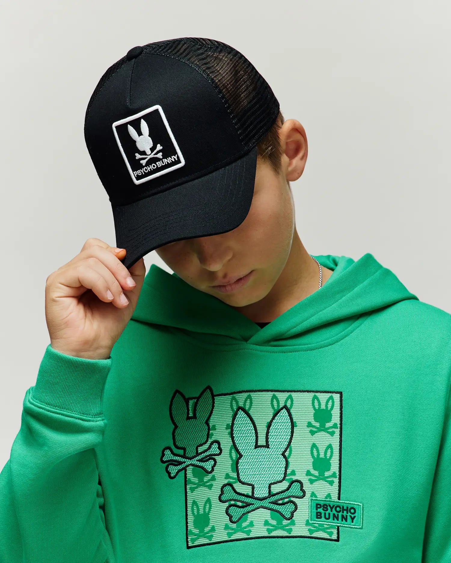 Psycho Bunny Kids Accessories Adamo Cappellino trucker nero O/S in cotone