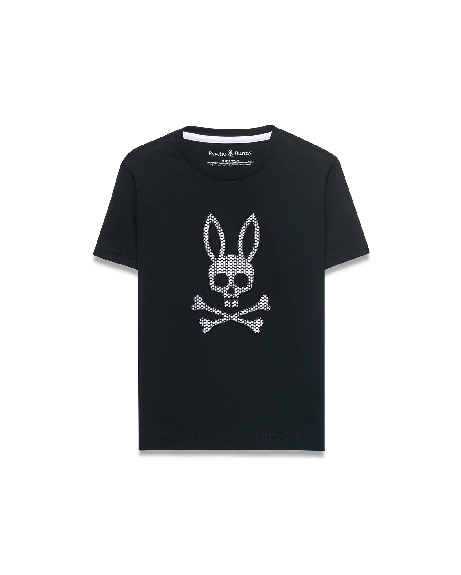 Psycho Bunny Kids Tees Stan Graphic Tee t-shirt nera 002, cotone Pima