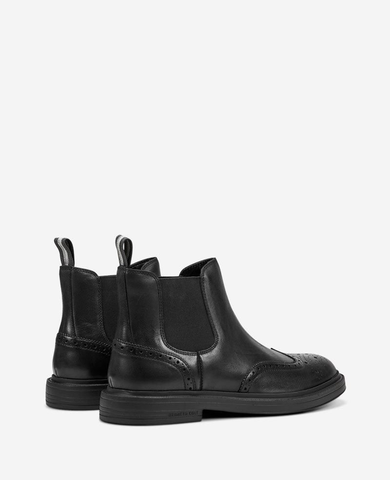 Kenneth Cole Reaction Shoes Frank Double Gore Wingtip Chelsea Boot stivaletto nero pelle