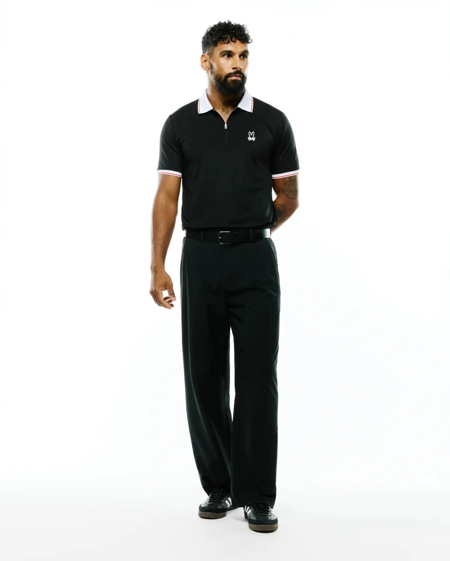 Psycho Bunny Men's Polos MENS ODIN ZIP SPORT POLO MT0100216 polo nera slim