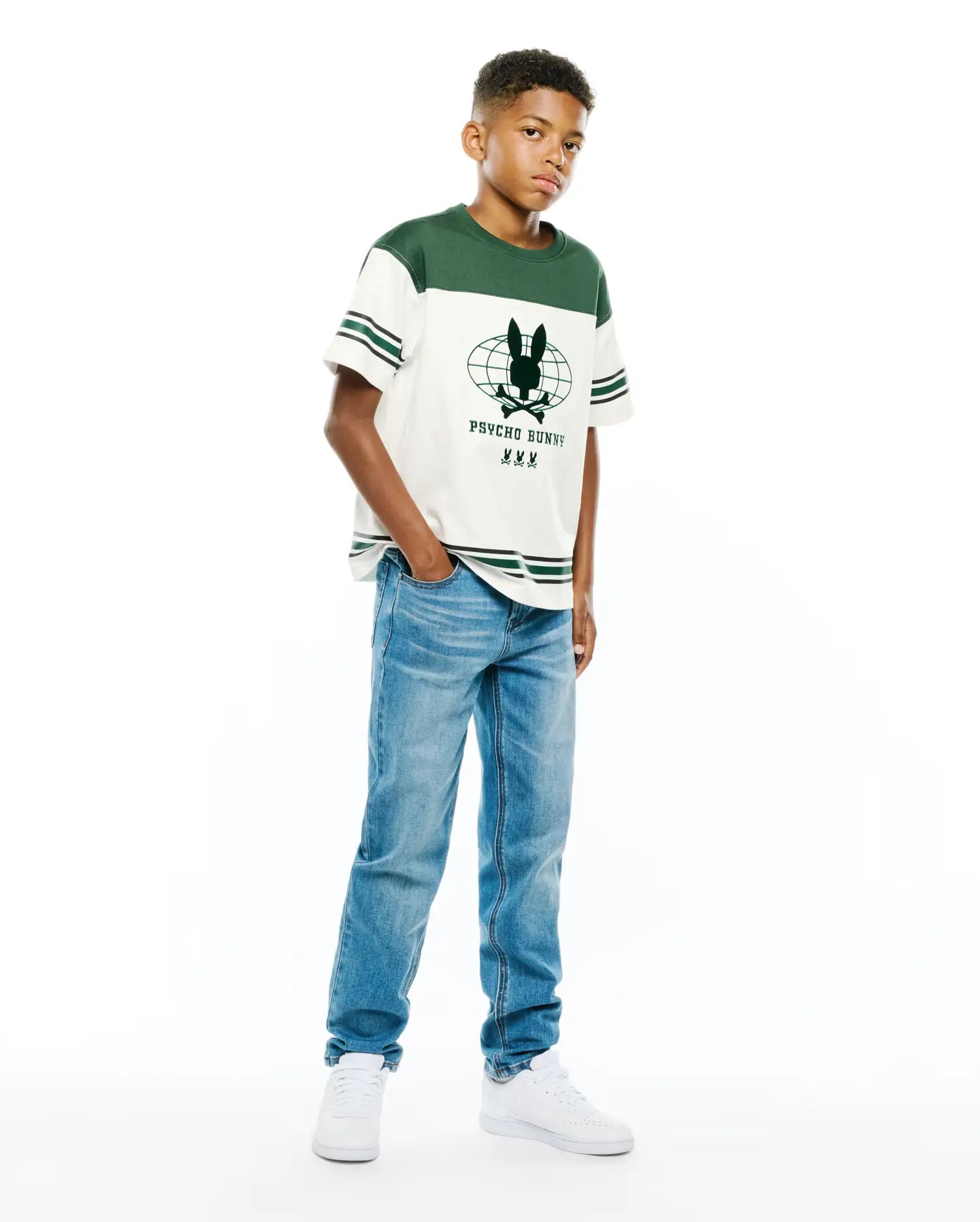 Psycho Bunny Kids Tees Mike Graphic Jersey Tee maglietta verde