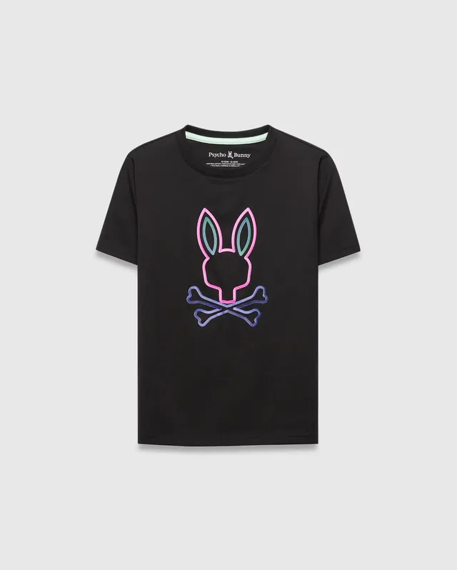 Psycho Bunny Kids Tees KIDS DAYTON GRAPHIC TEE t-shirt nera 2T-XL cotone Pima