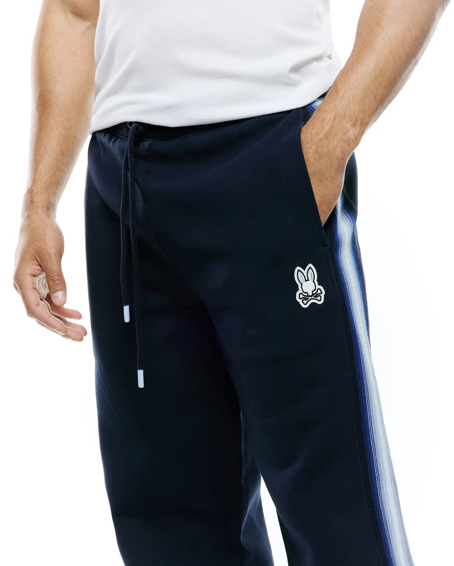 Psycho Bunny Men's Pants Jaydon Relaxed Fit Track Pants MB0800057 pantaloni blu