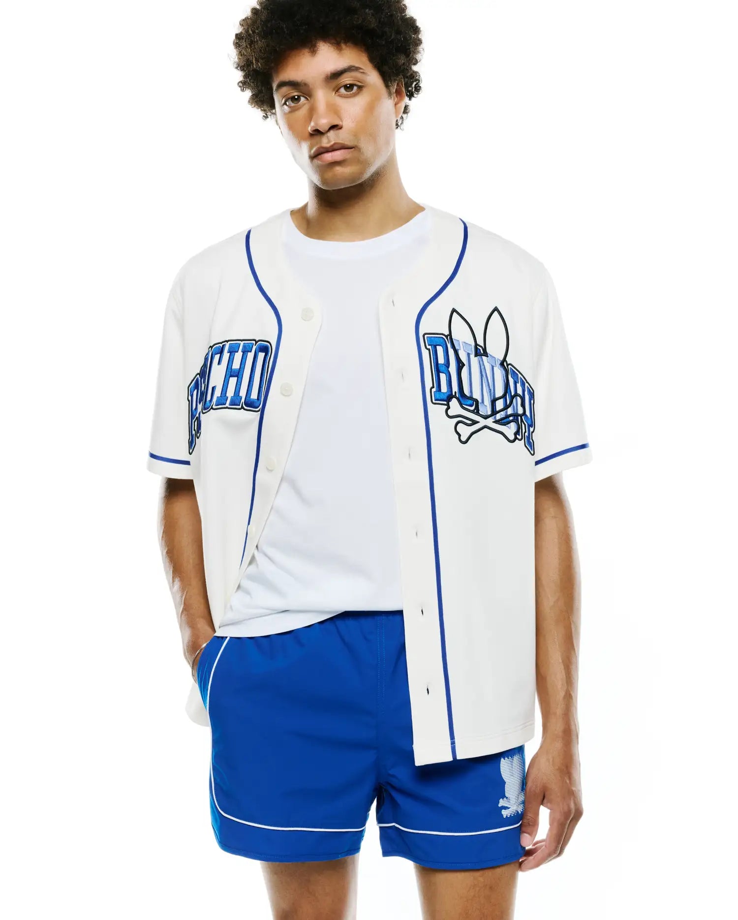 Psycho Bunny Men's Shirts Nathaniel Baseball Shirt camicia 049 Ecru