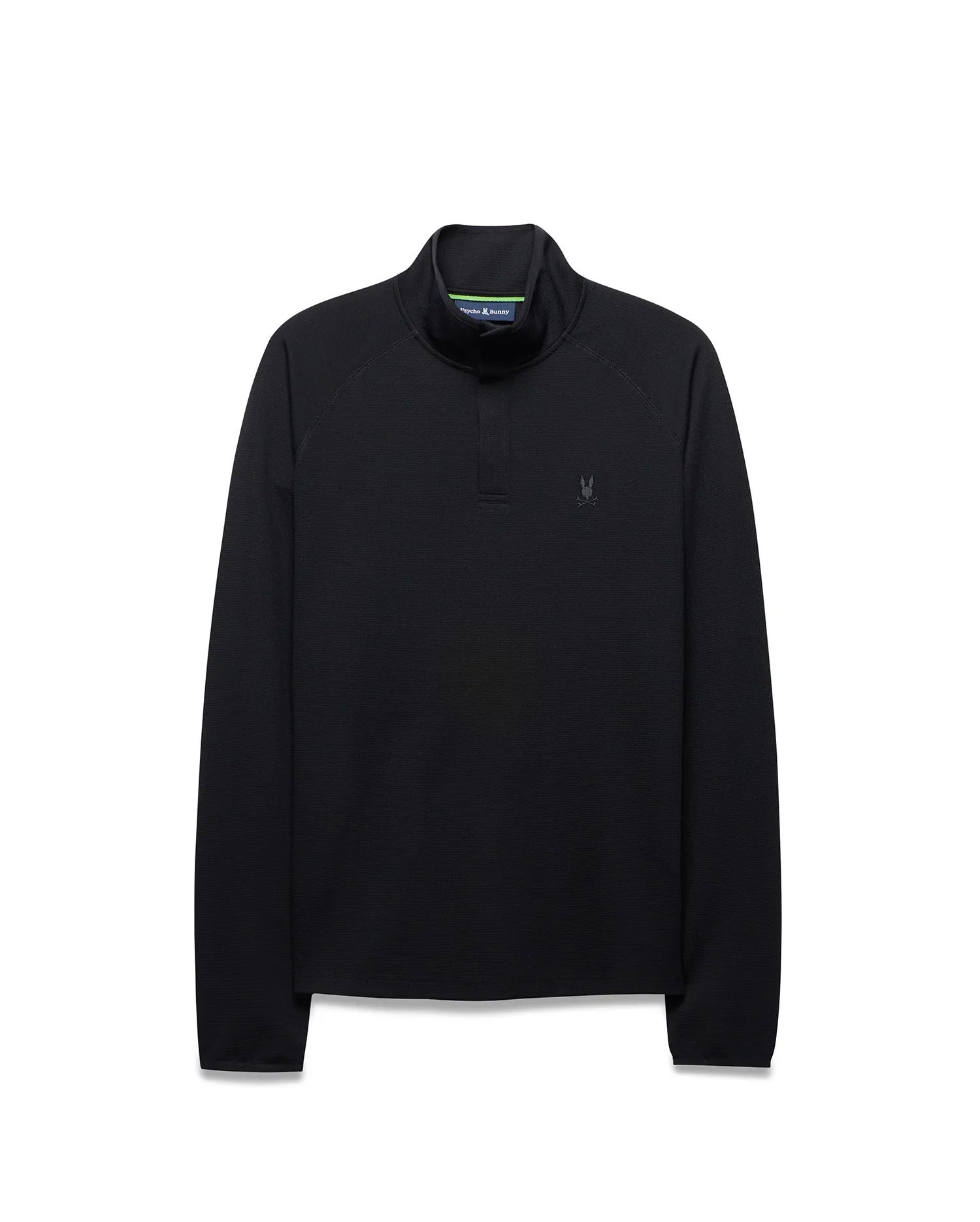Psycho Bunny Men's Sweatshirts & Hoodies Men's Tomas Waffle Mock Neck felpa nera mezza zip
