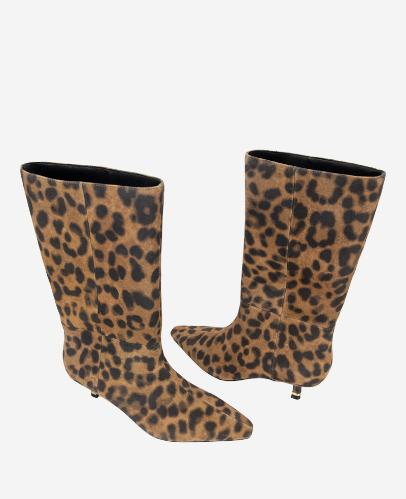 Kenneth Cole Reaction Shoes Meryl Suede Leopard Bootie stivaletto leopardato in camoscio