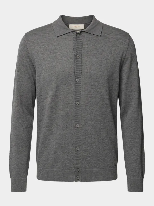Markup Uomo Maglieria Camicia a Maglia Manica Lunga