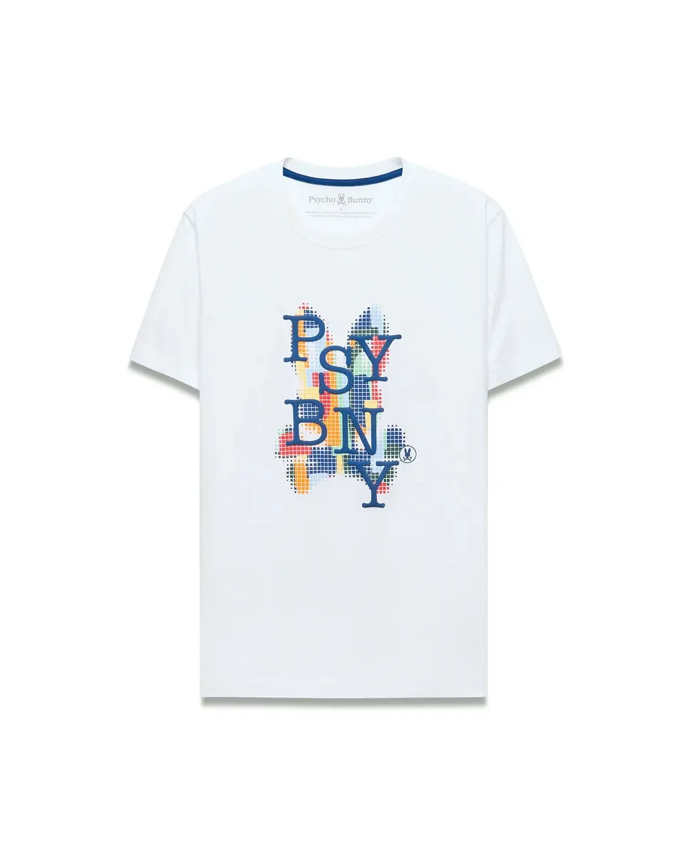 Psycho Bunny Men's Tees Wes Pima Cotton Graphic Tee MT0200397 maglietta bianca Pima