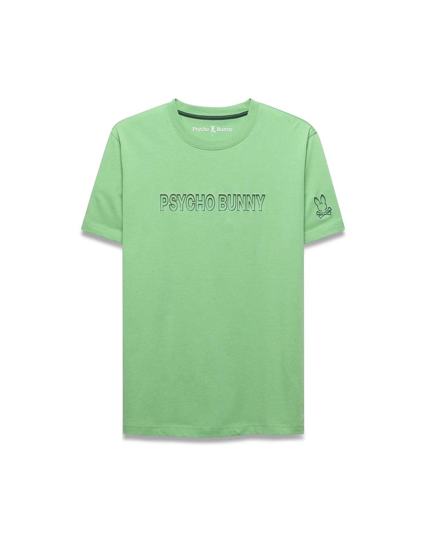 Psycho Bunny Men's Tees Joji Wordmark Graphic Tee maglietta verde