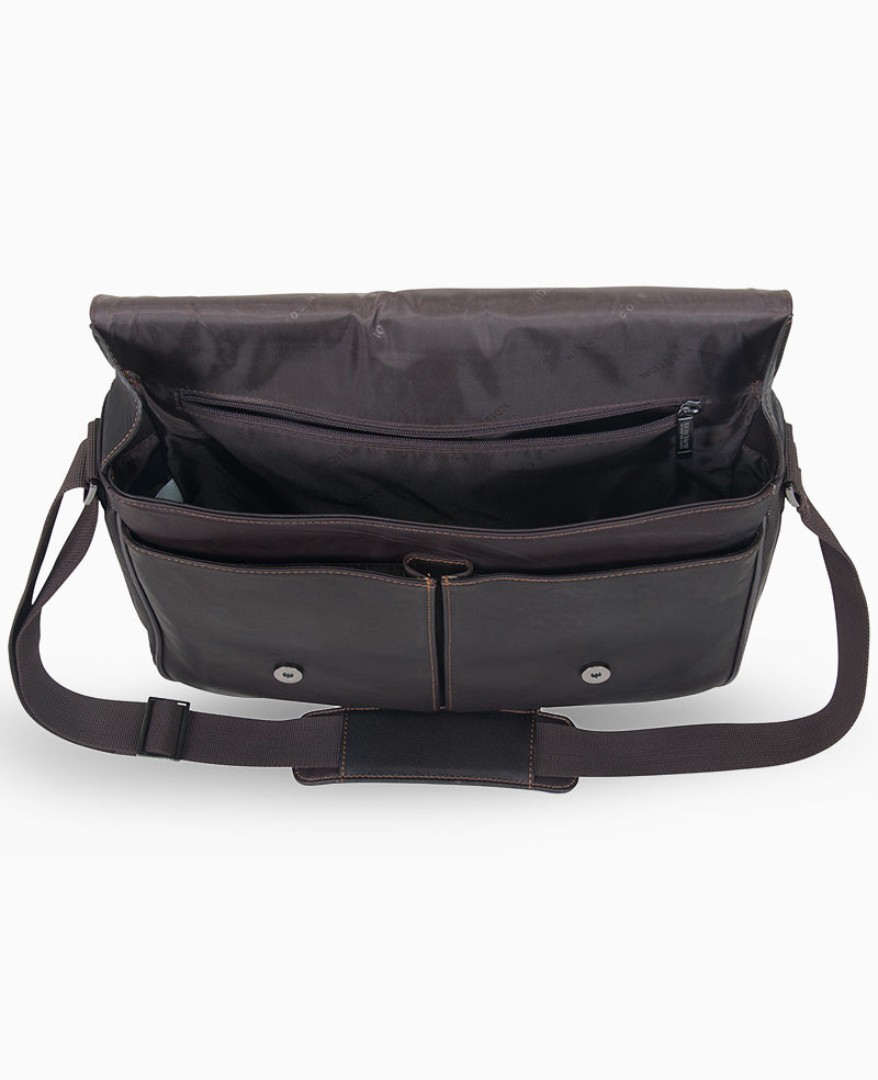 Kenneth Cole Reaction Colombian Leather borsa messenger marrone in pelle