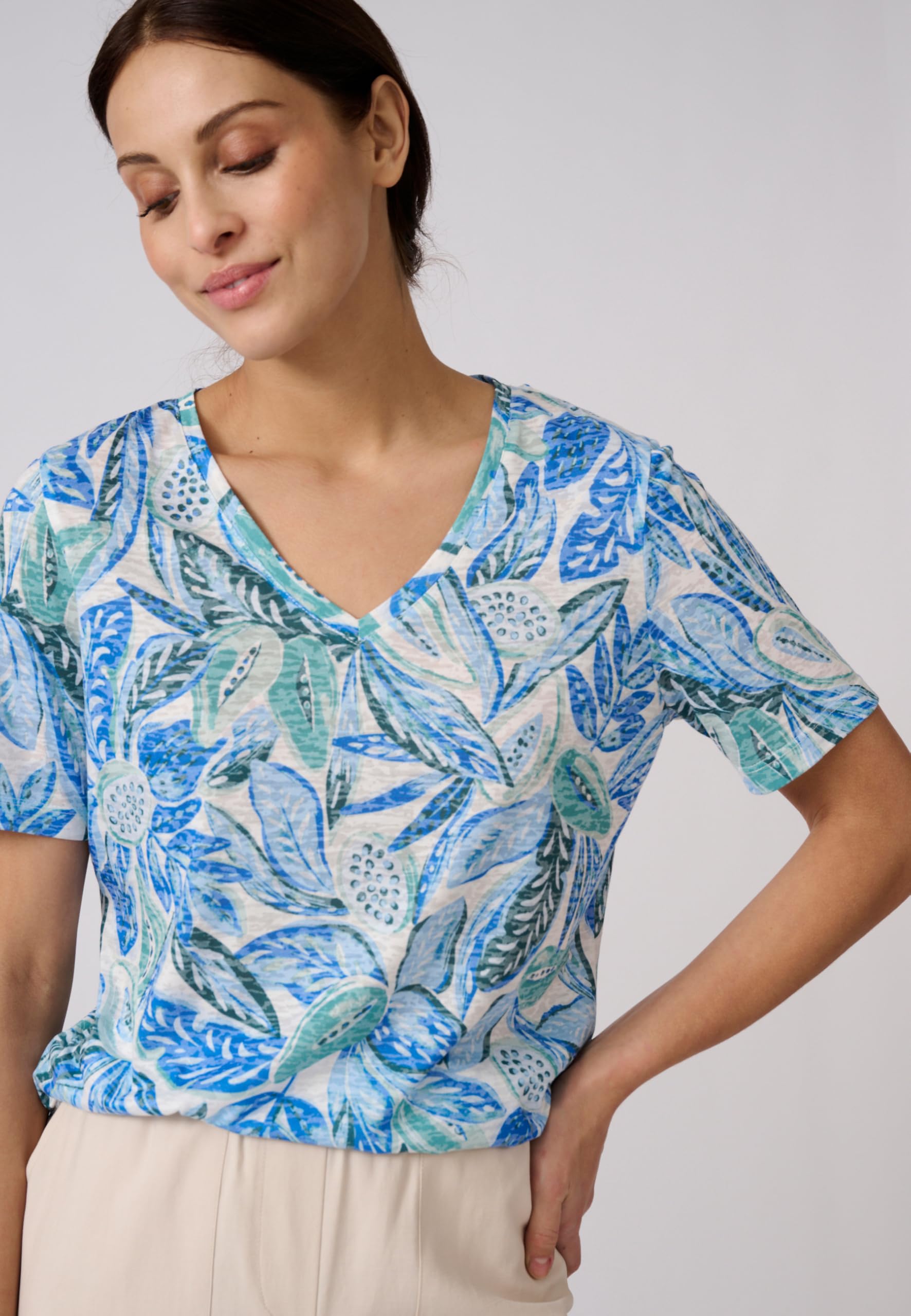 Damart Prêt-à-porter maglietta in maglia divorata donna verde scollo a V