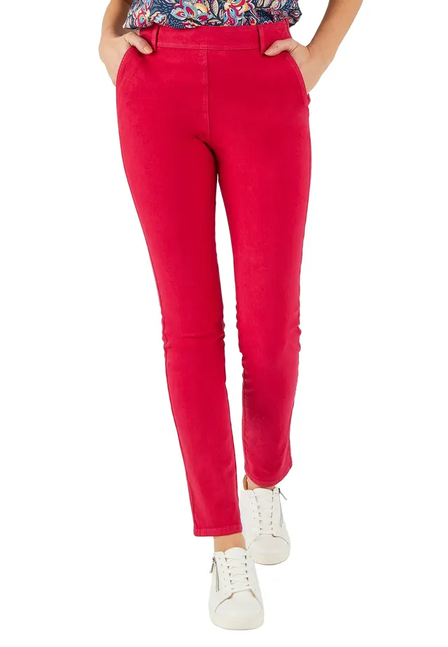 Damart Prêt-à-porter Pantaloni Bi-Stretch Effetto Pancia Piatto pantaloni rosso ciliegia taglia 40