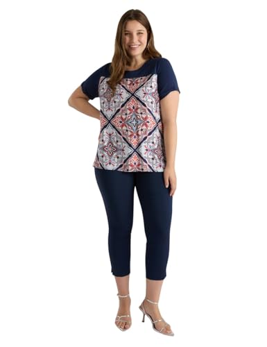 Fiorella Rubino Top e t-shirt T-Shirt con Inserto Stampato t-shirt M Plus jersey blu