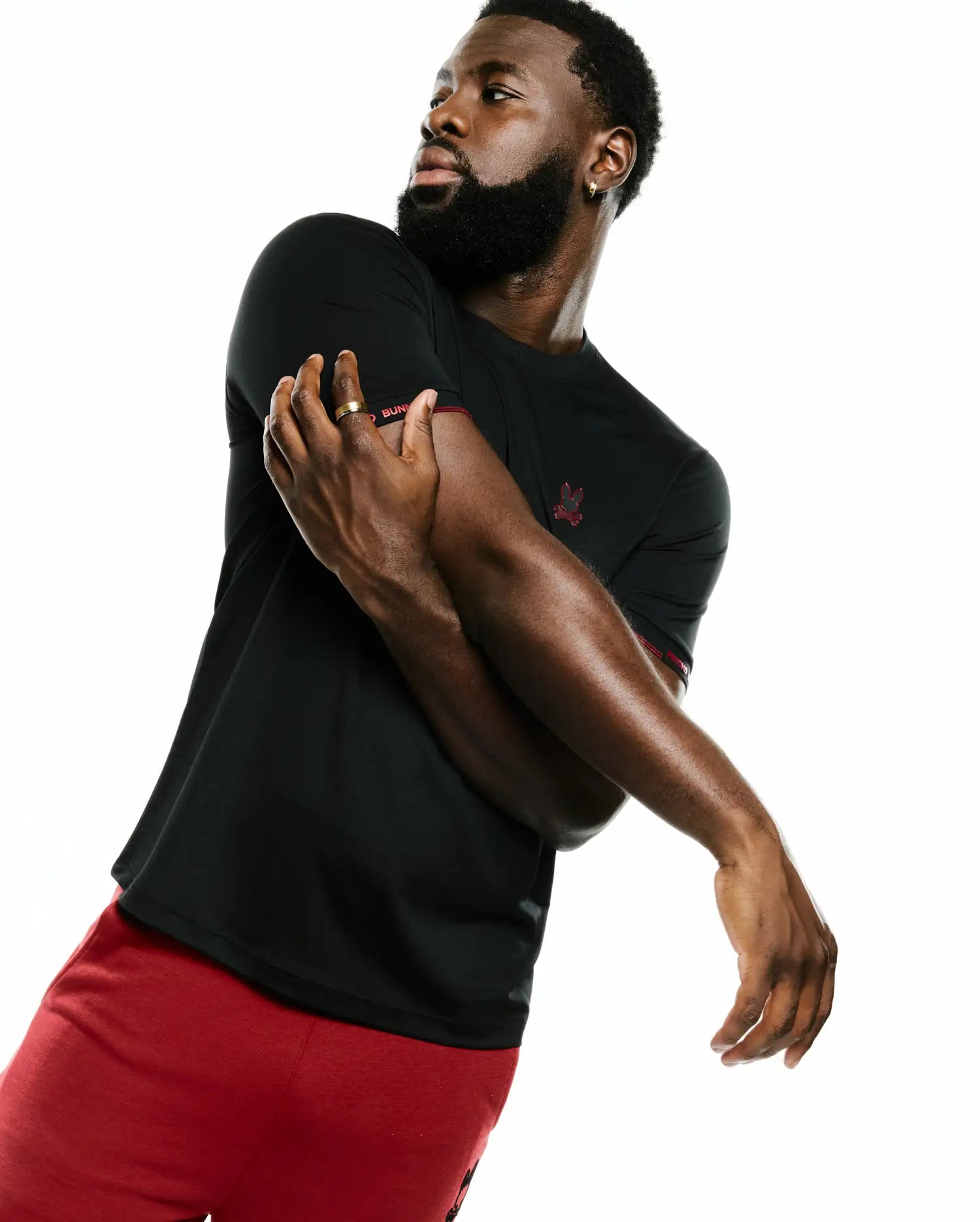 Psycho Bunny Men's Tees Edmonds Chest Bunny Sport Tee maglietta nera