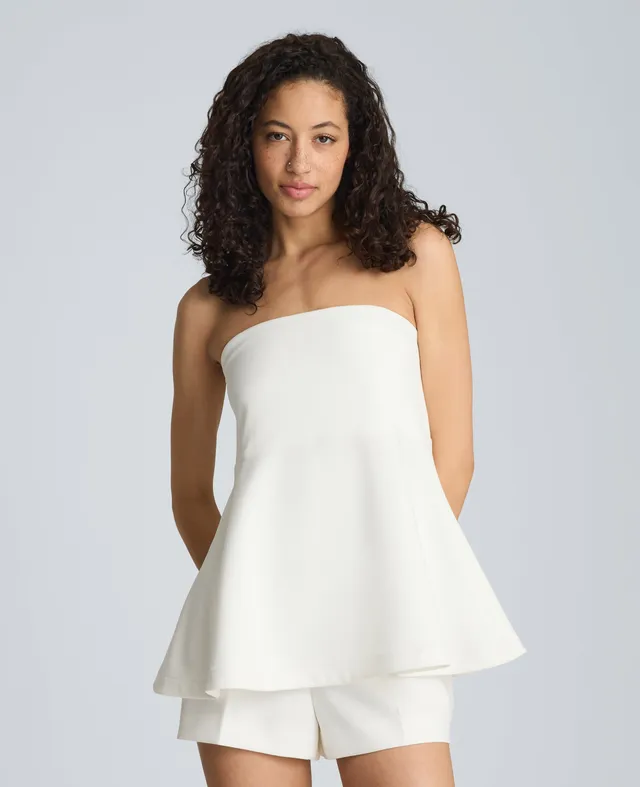 Kenneth Cole Reaction Clothing Peplum Strapless Top top bianco