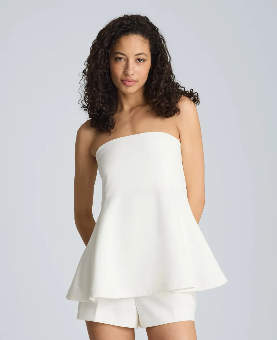 Kenneth Cole Reaction Clothing Peplum Strapless Top top bianco