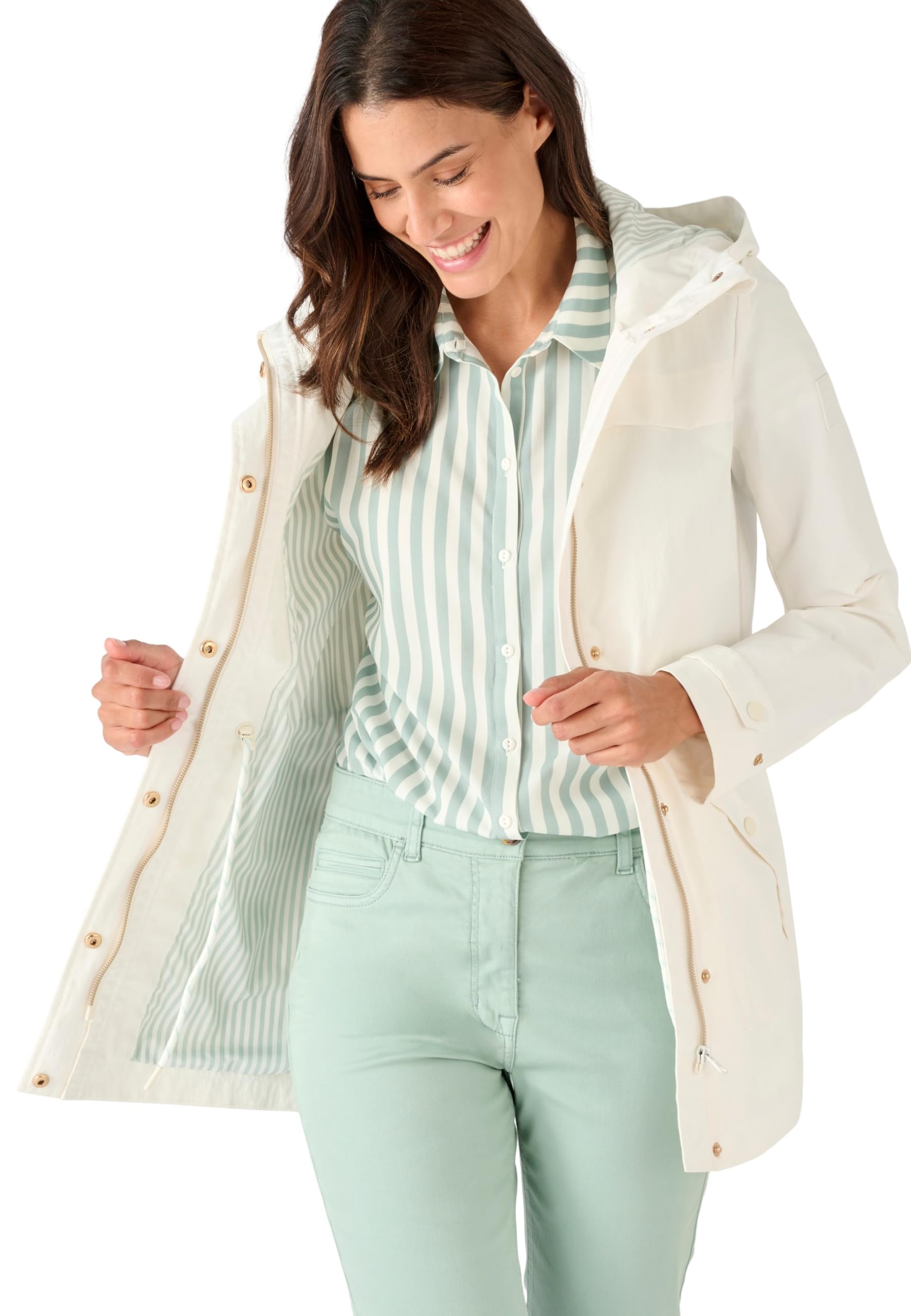 Damart Prêt-à-porter Parka Leggero Fantasia a righe parka blu marino 38-40 idrorepellente