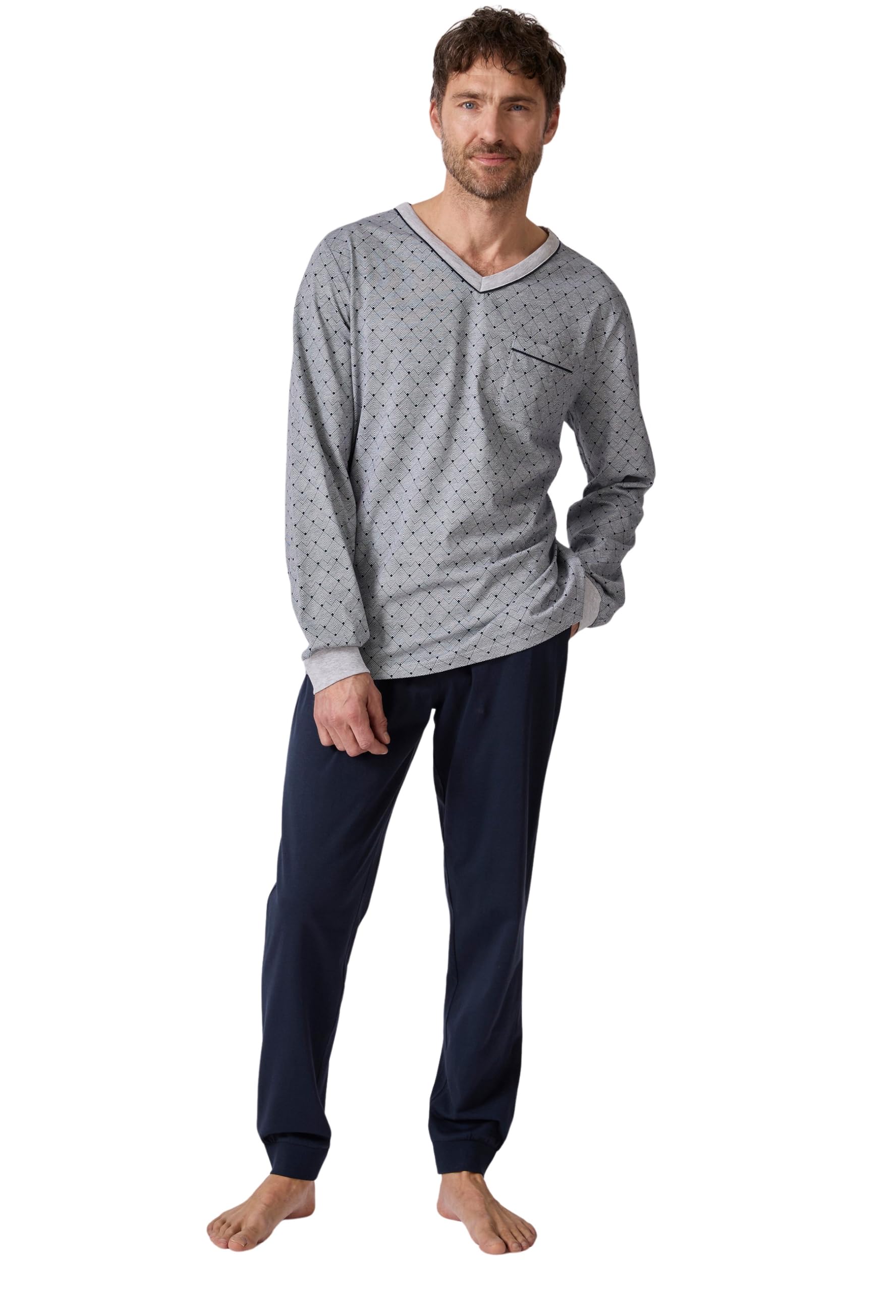 Damart Homewear pigiama jogging uomo grigio effetto grafico S cotone