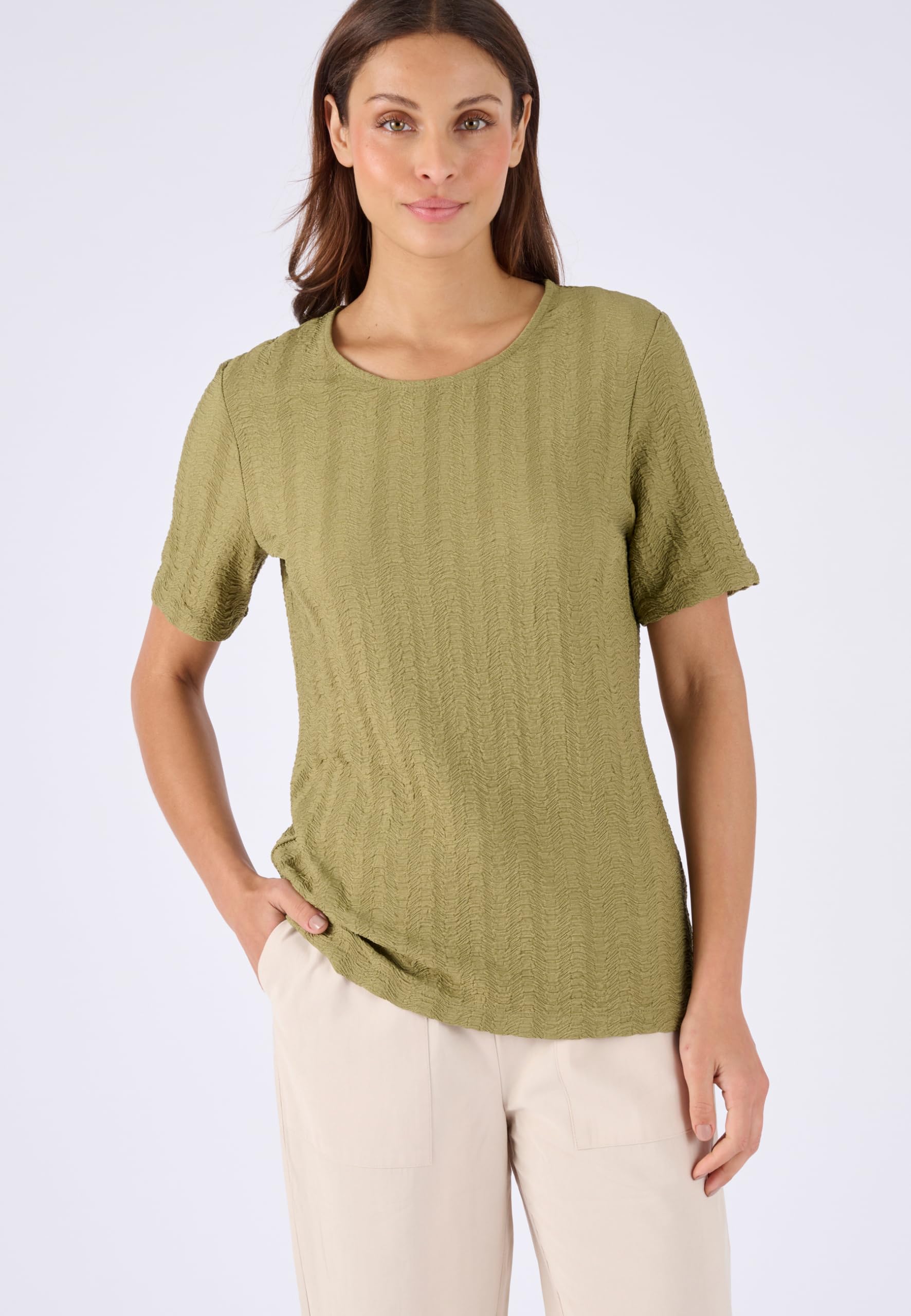 Damart Prêt-à-porter Maglietta a maglia jacquard effetto arricciato donna girocollo