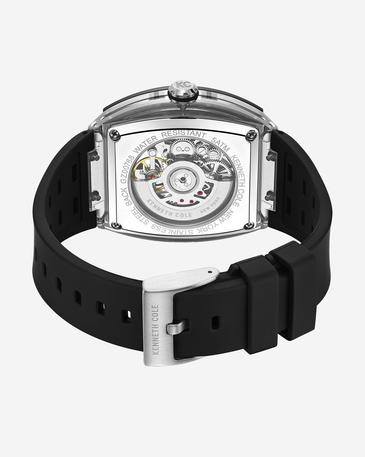 Kenneth Cole Reaction Watches Skeleton Automatic Silicone Watch orologio nero