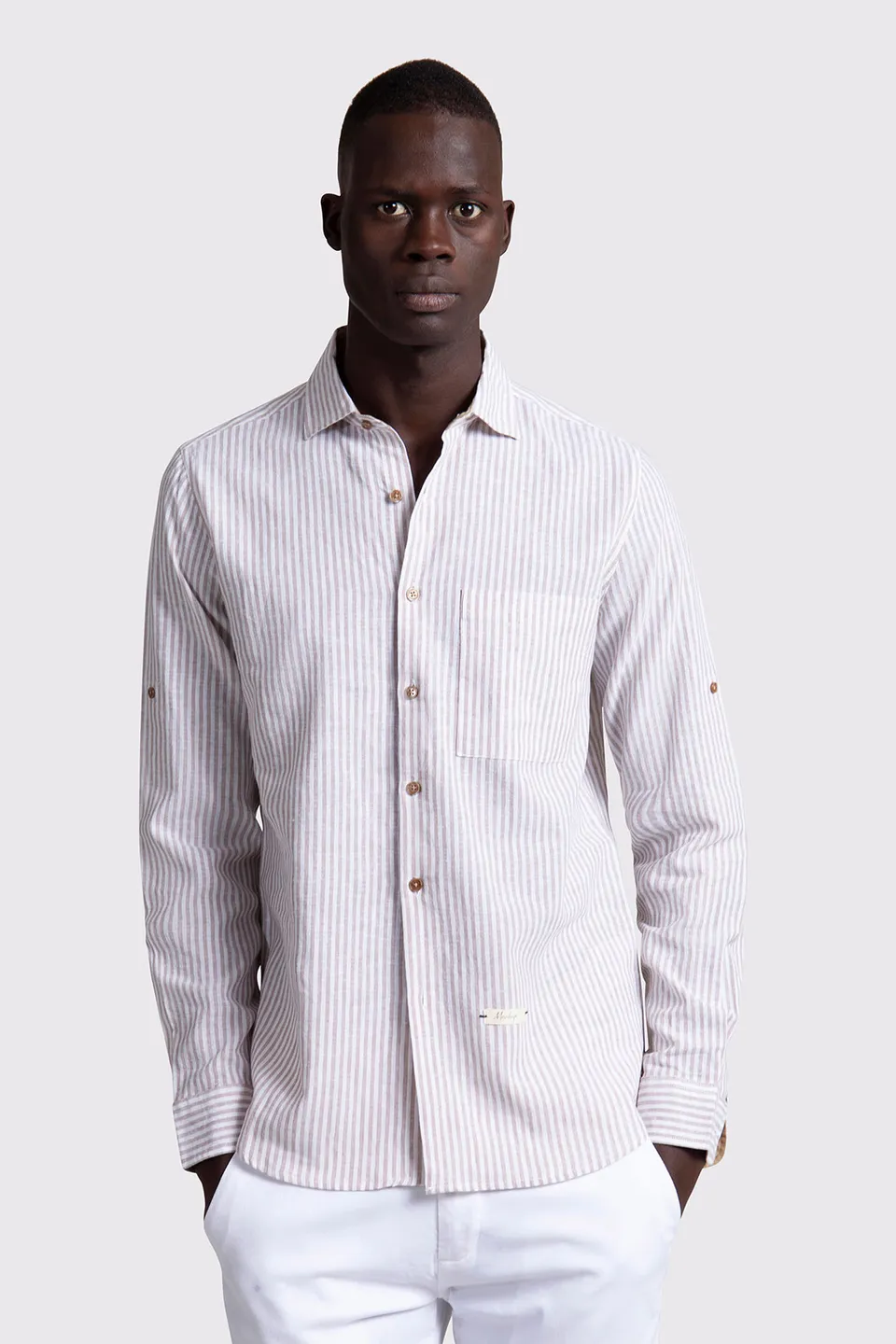 Markup Uomo Camicie CAMICIA COLLO FRANCESE LINO RIGHE camicia