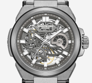 Kenneth Cole Reaction Skeleton Automatic Bracelet Watch orologio automatico grigio scuro