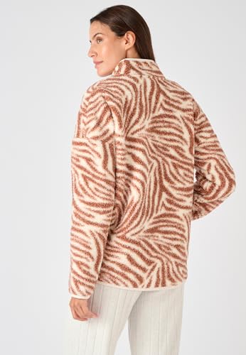 Damart Prêt-à-porter giacca termica in maglia pecora donna marrone stampata XS 34-36