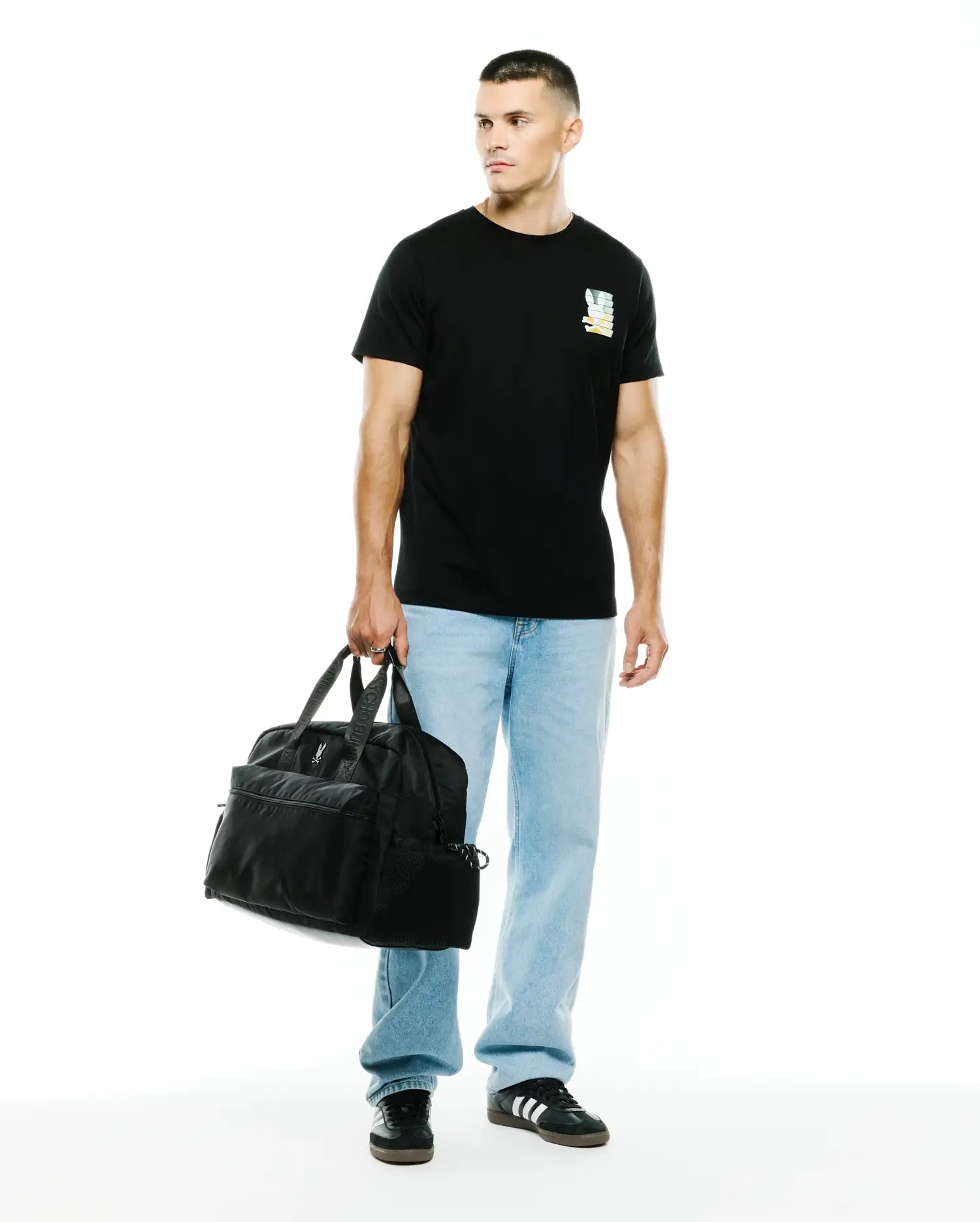 Psycho Bunny Men's Tees Cyprian Back Graphic Tee t-shirt nera Pima