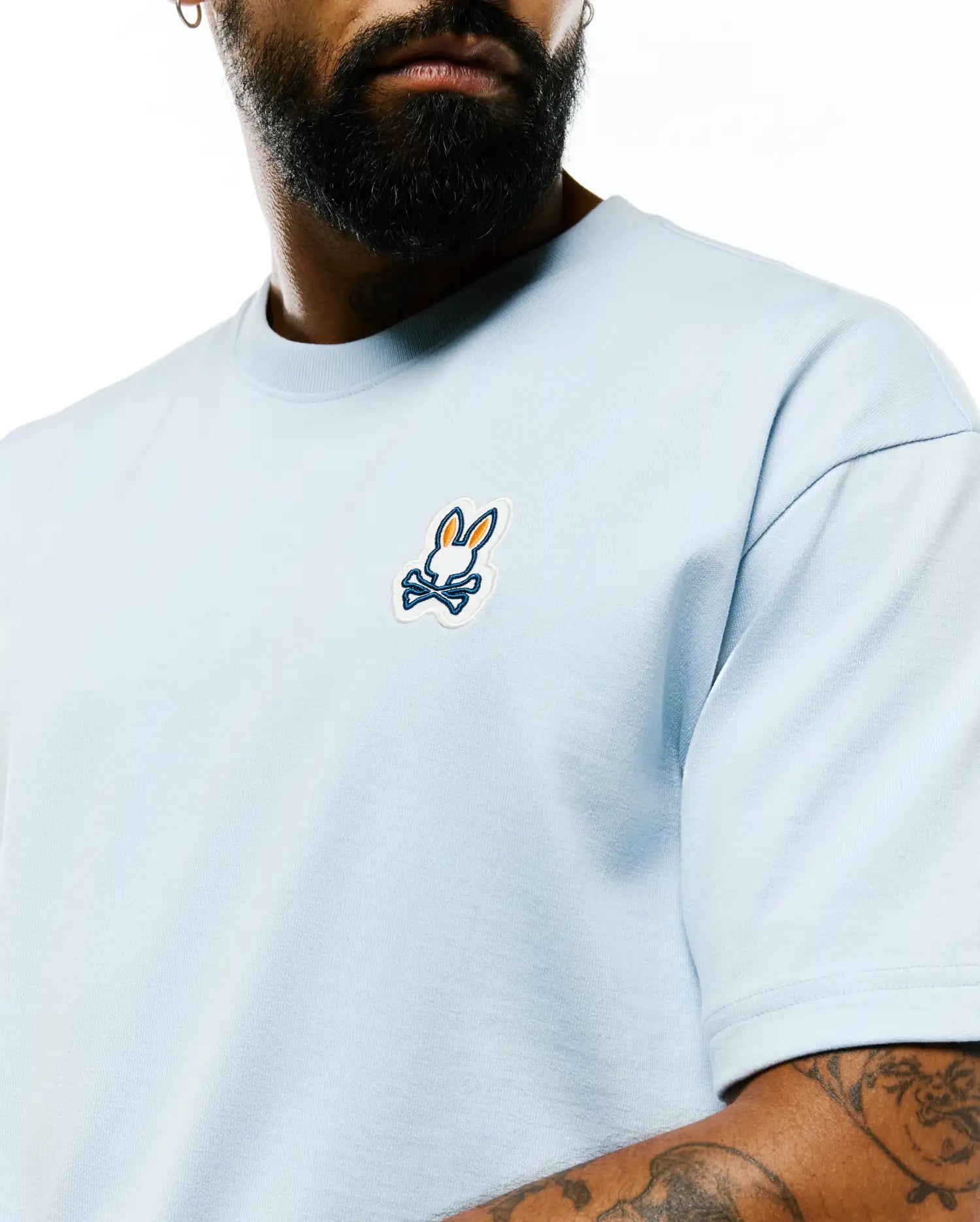Psycho Bunny Men's Tees Jaydon Pima Cotton Oversized-Fit Tee azzurra oversize