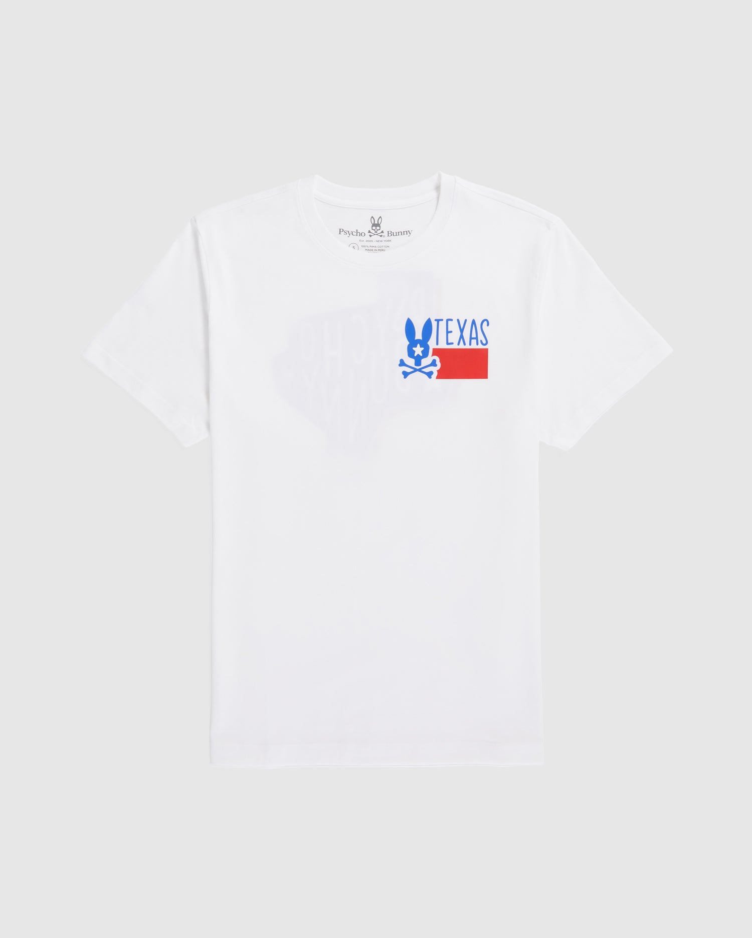 Psycho Bunny Men's Tees Texas Tee T-shirt bianca in cotone Pima