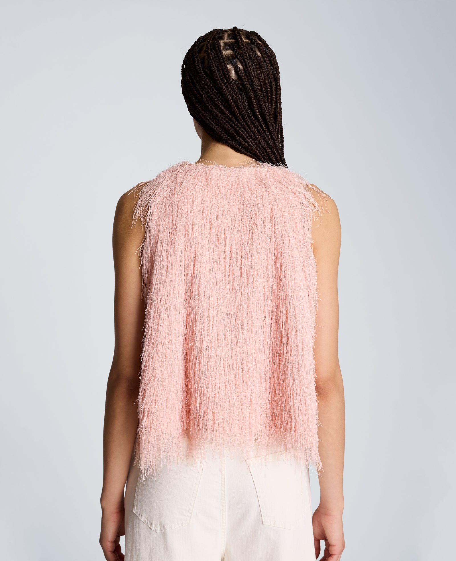 Kenneth Cole Reaction Clothing Feather Swing Tank canotta Pink Vapor in maglia effetto piuma