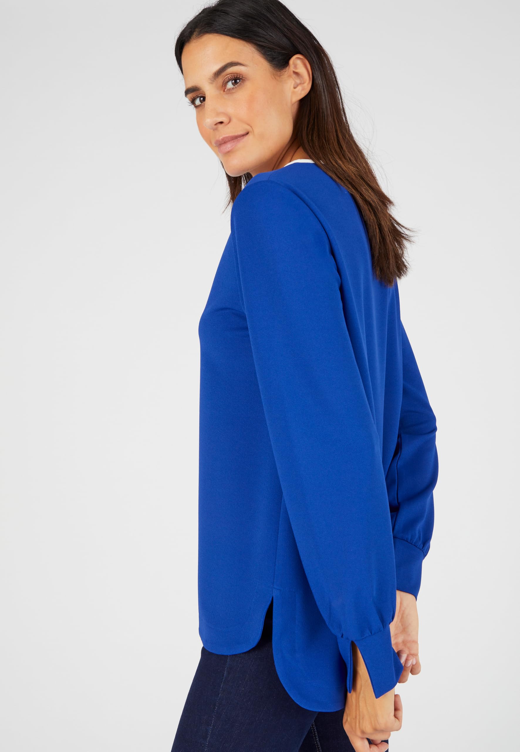 Damart Prêt-à-porter Tunica in maglia crespa stretch blu 34/36