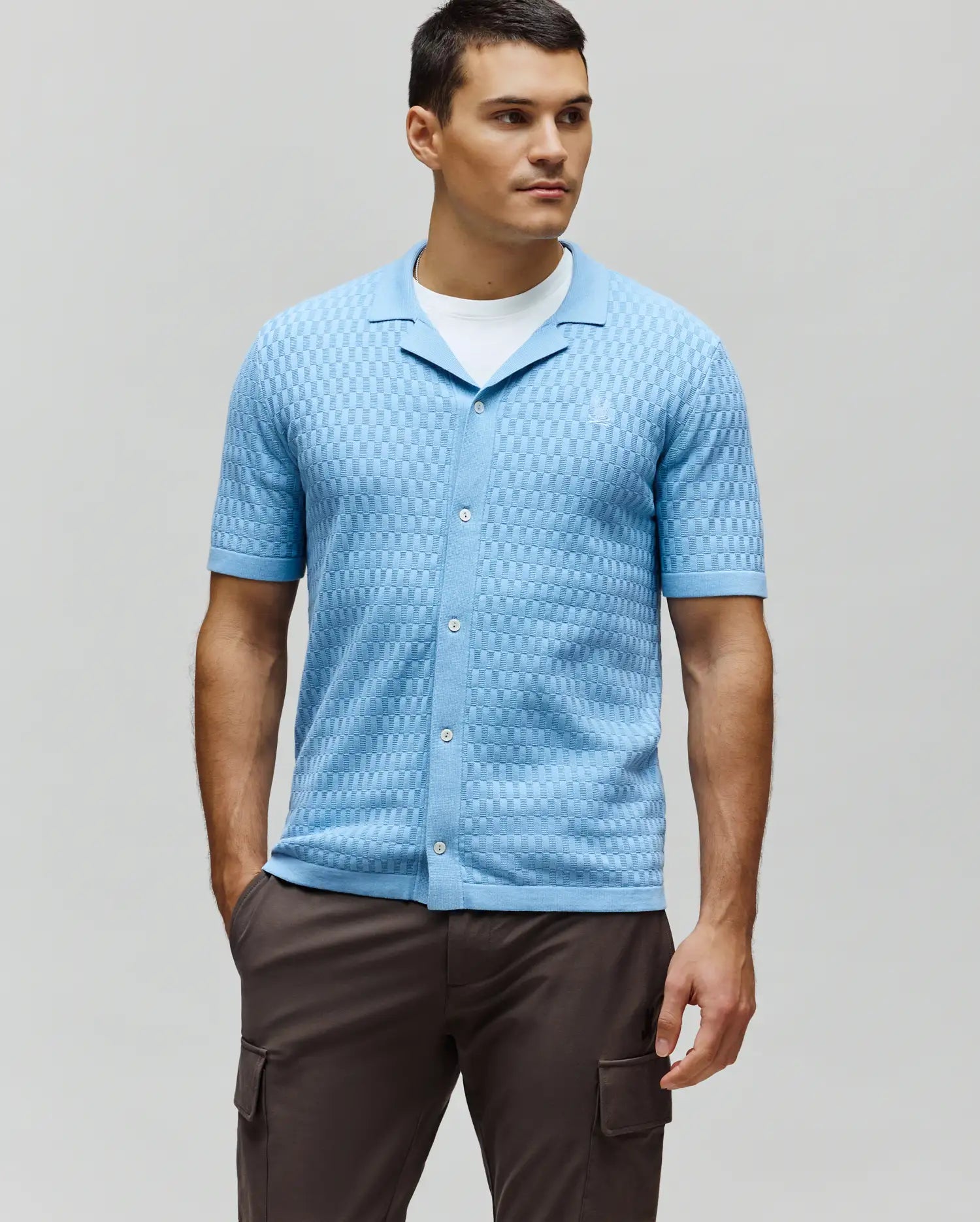 Psycho Bunny Men's Shirts Xandros Knit Shirt MT0300144 camicia Glacier Lake in cotone